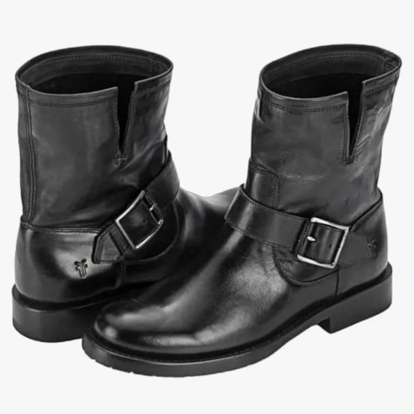 NEW FRYE Natalie Engineer Moto Black Leather Boot Women’s Size 7.5B - Picture 1 of 7